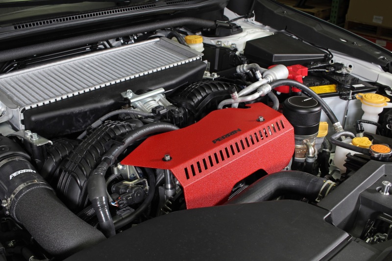 Subaru WRX Pulley Cover - Perrin Performance - TALL - For Use w/o PERRIN AOS - Red - `22-`25